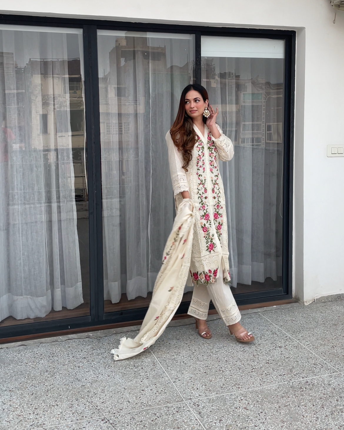 Ivory Rose Hand-Embroidered Suit Set