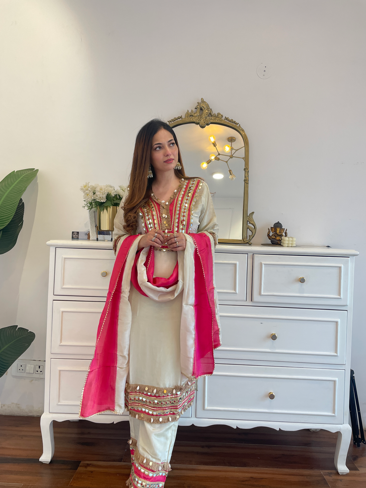 Ivory Radiance Mirror Embroidered Suit Set ✨