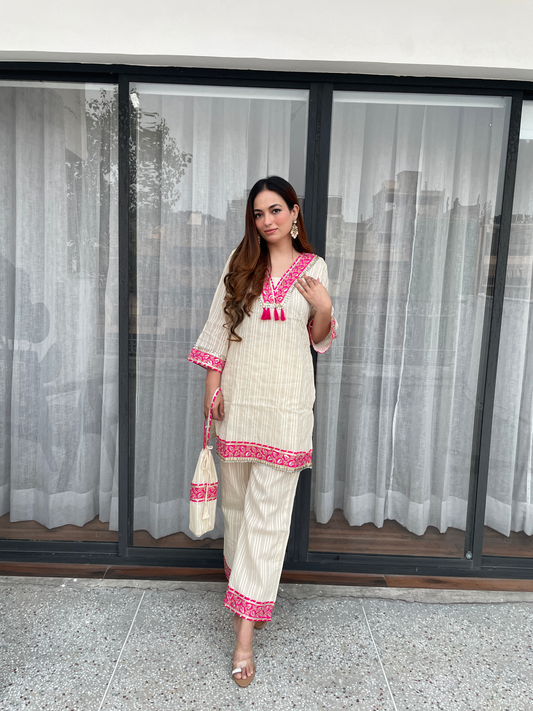 Ivory Blossom Embroidered Co-ord Set