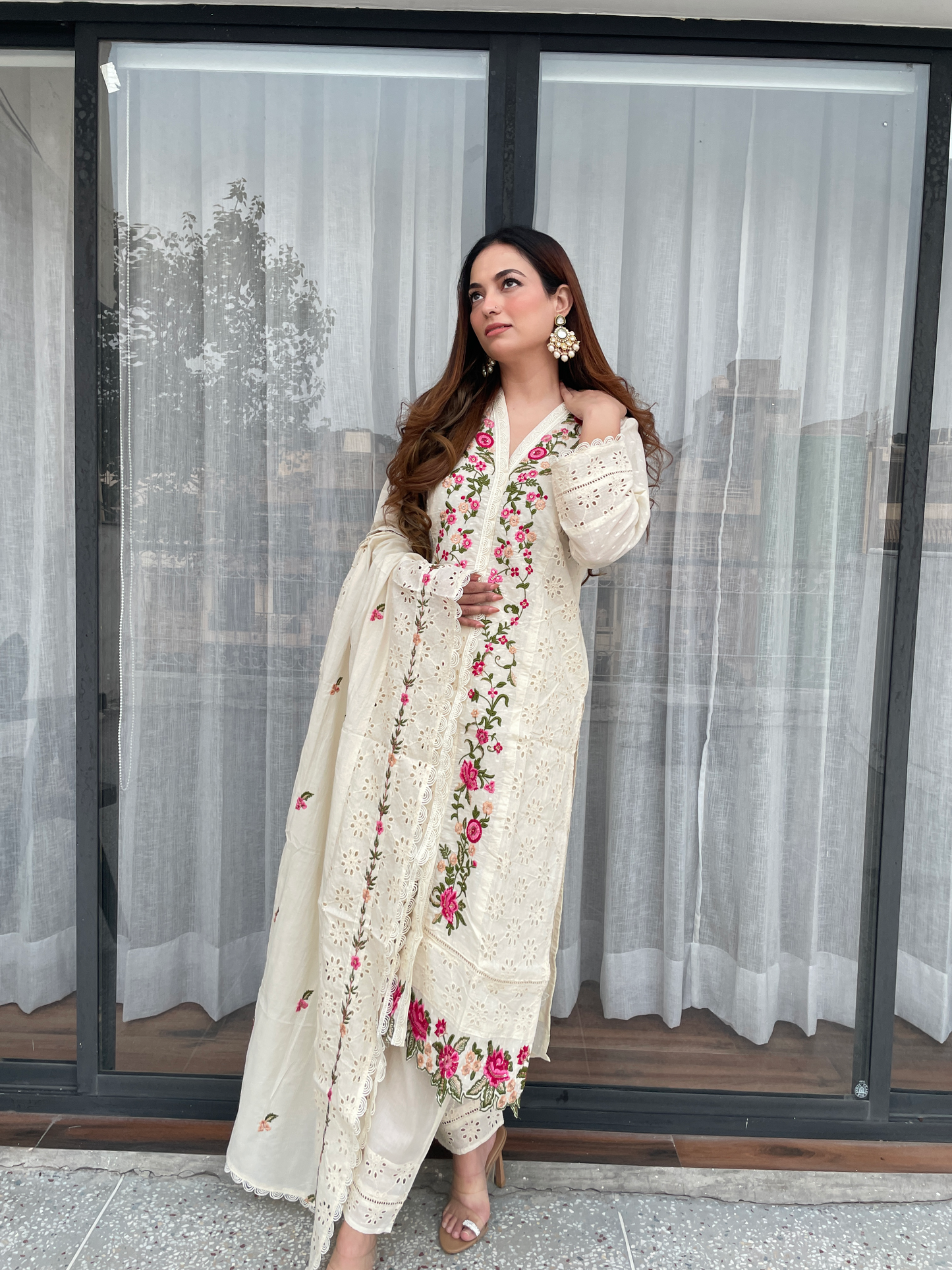 Ivory Rose Hand-Embroidered Suit Set
