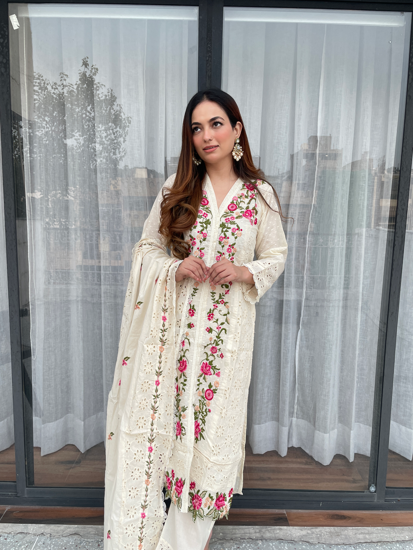 Ivory Rose Hand-Embroidered Suit Set