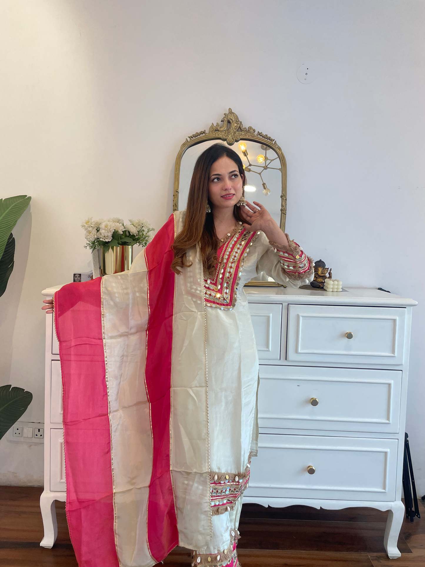 Ivory Radiance Mirror Embroidered Suit Set ✨